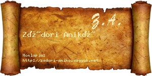 Zádori Anikó névjegykártya