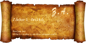 Zádori Anikó névjegykártya